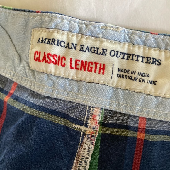 Men’s American Eagle Classic blue green red plaid chino Bermuda shorts size 48 - Picture 6 of 8